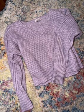 Sincerely Jules Lavender Ribbed V-Neck Sweater